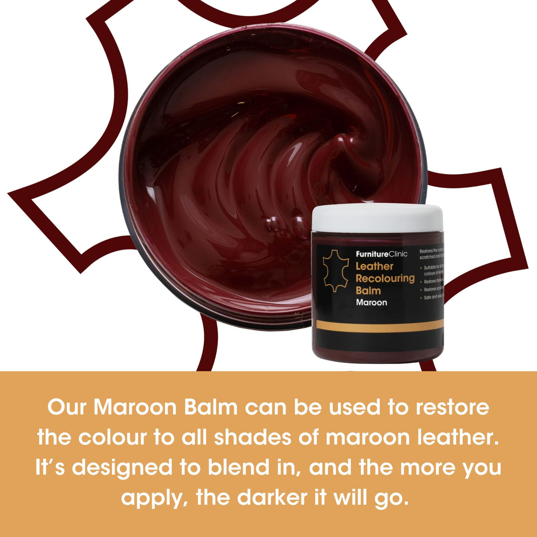 Furniture Clinic Leather Recolouring Balm - Maroon Shade for Sofas, Car Seats, Shoes & Clothing