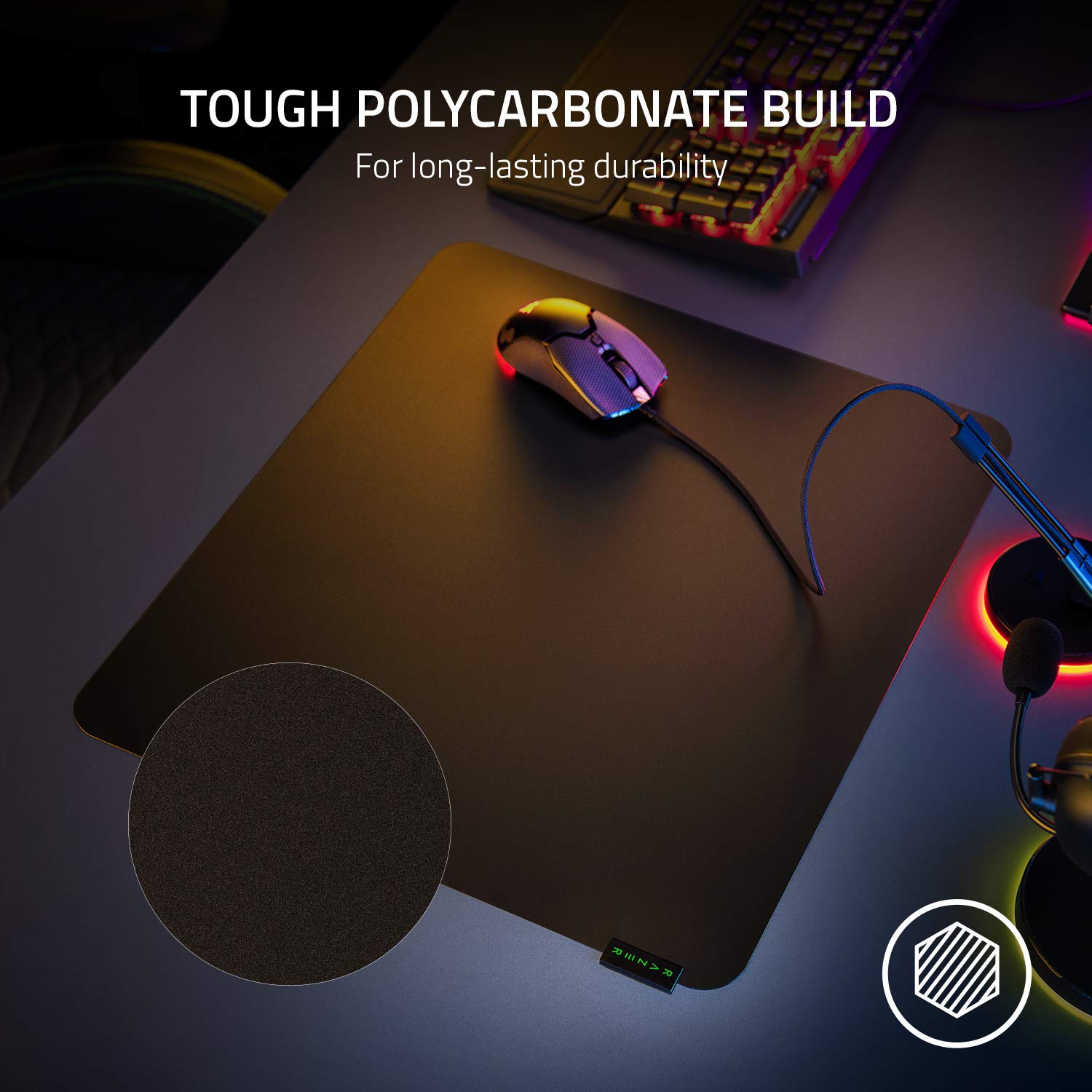 Razer Sphex V3 Ultra-Thin Gaming Mouse Mat - 0.4mm Polycarbonate, Adhesive Base, Large 3