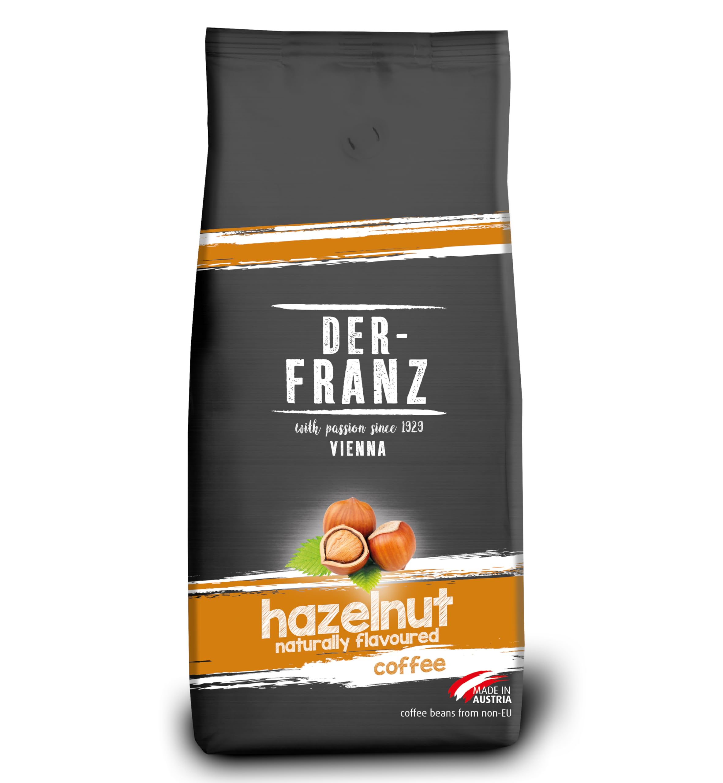 Der-Franz Hazelnut Flavoured Roasted Whole Coffee Beans - 1 kg | Intensity 3/5 | UTZ Certified 1