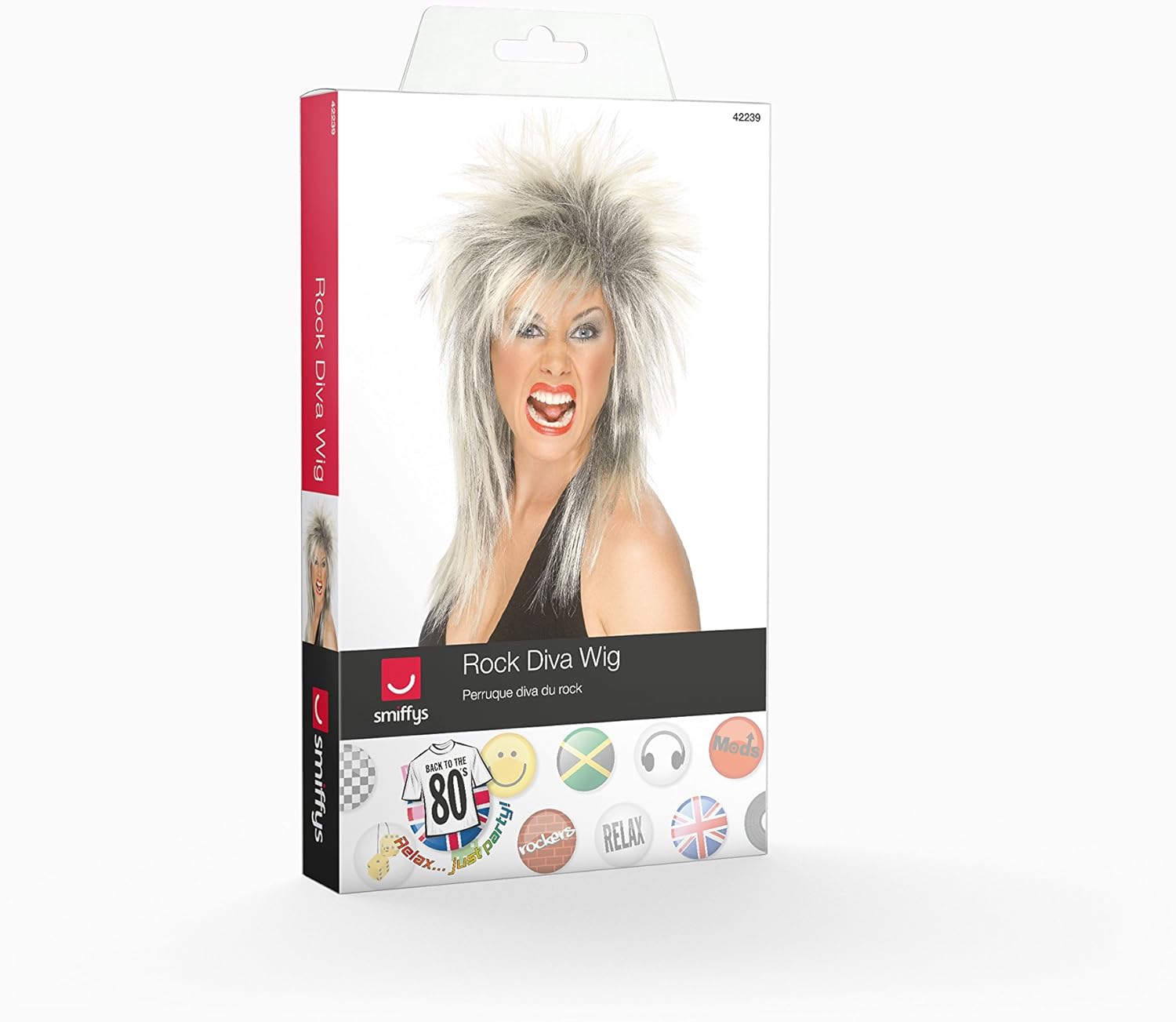 Smiffys 80s Rock Diva Two Tone Blonde & Black Long Mullet Wig 2
