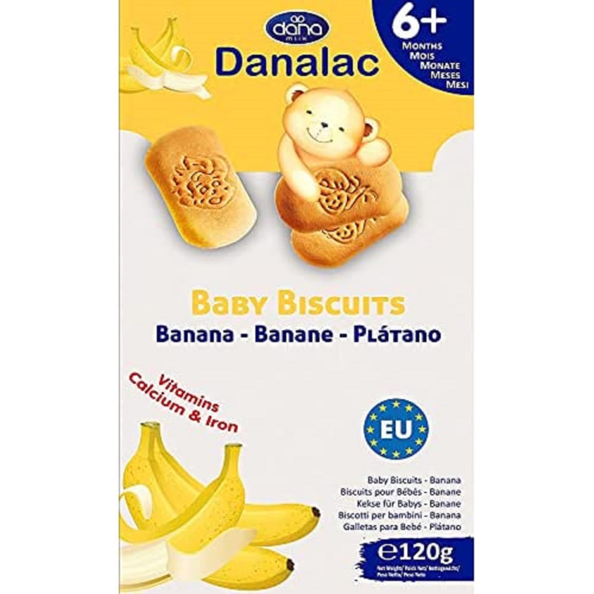 Danalac Banana Baby Biscuits 120g - Finger Food Snack for Toddlers 6+ Months 1