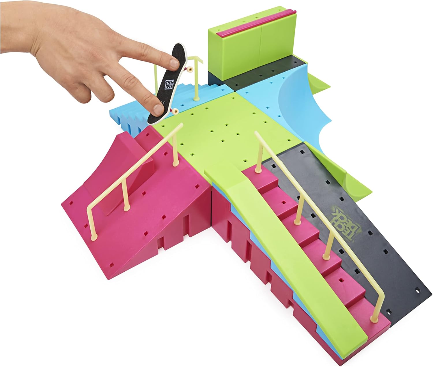 Tech Deck Neon Mega Park X-Connect Creator - Glow-in-the-Dark Customizable Skatepark Playset for Ages 6+ 6