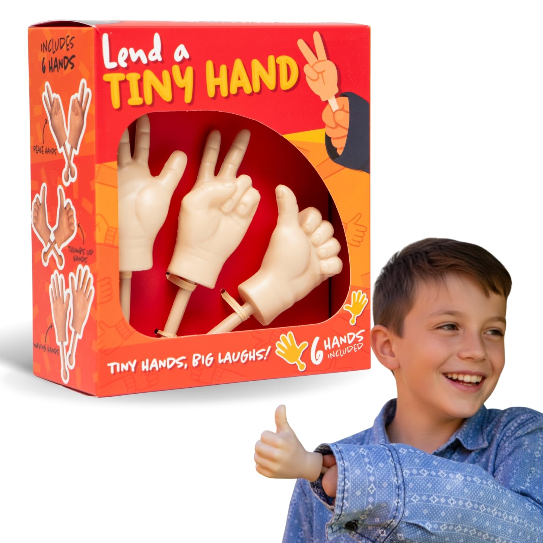 Boxer Gifts Tiny Hands on Sticks Prank - 3pk Peace, Thumbs Up, Waving | Plastic | Unisex Adult 1