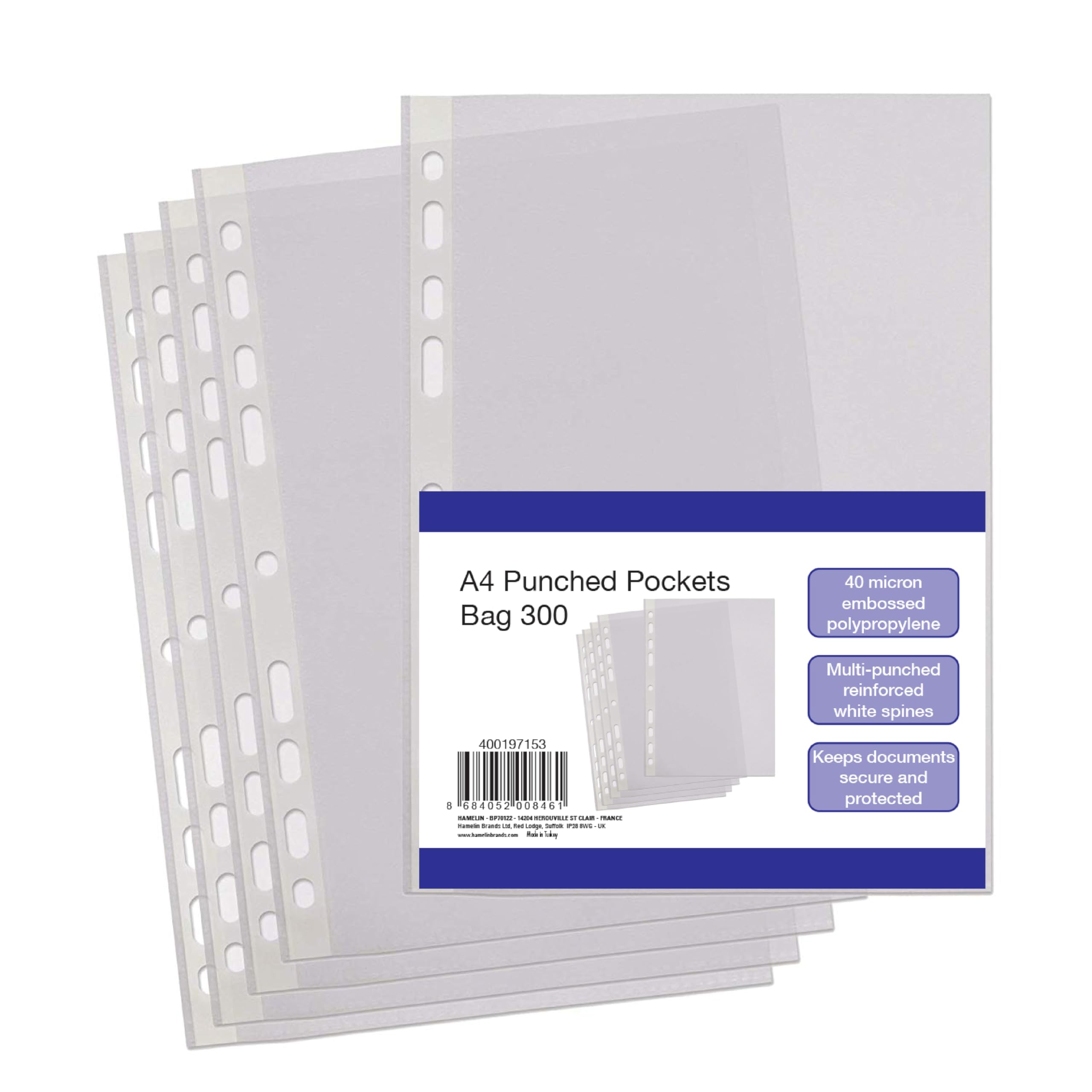 SUMMIT A4 Bulk Punched Pockets - 300 Clear Plastic Sleeves with Embossed Finish | Top Loading