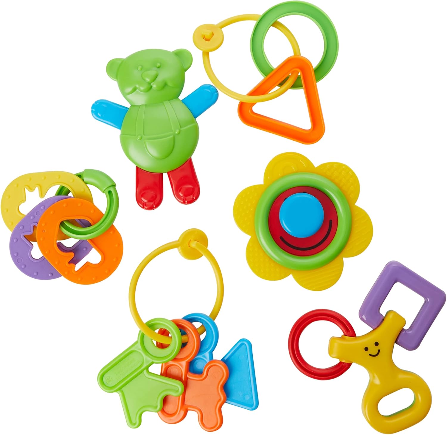 Fun Time Baby Rattles & Teethers Nursery Gift Set - 6-Piece Developmental Playset for Infants 3