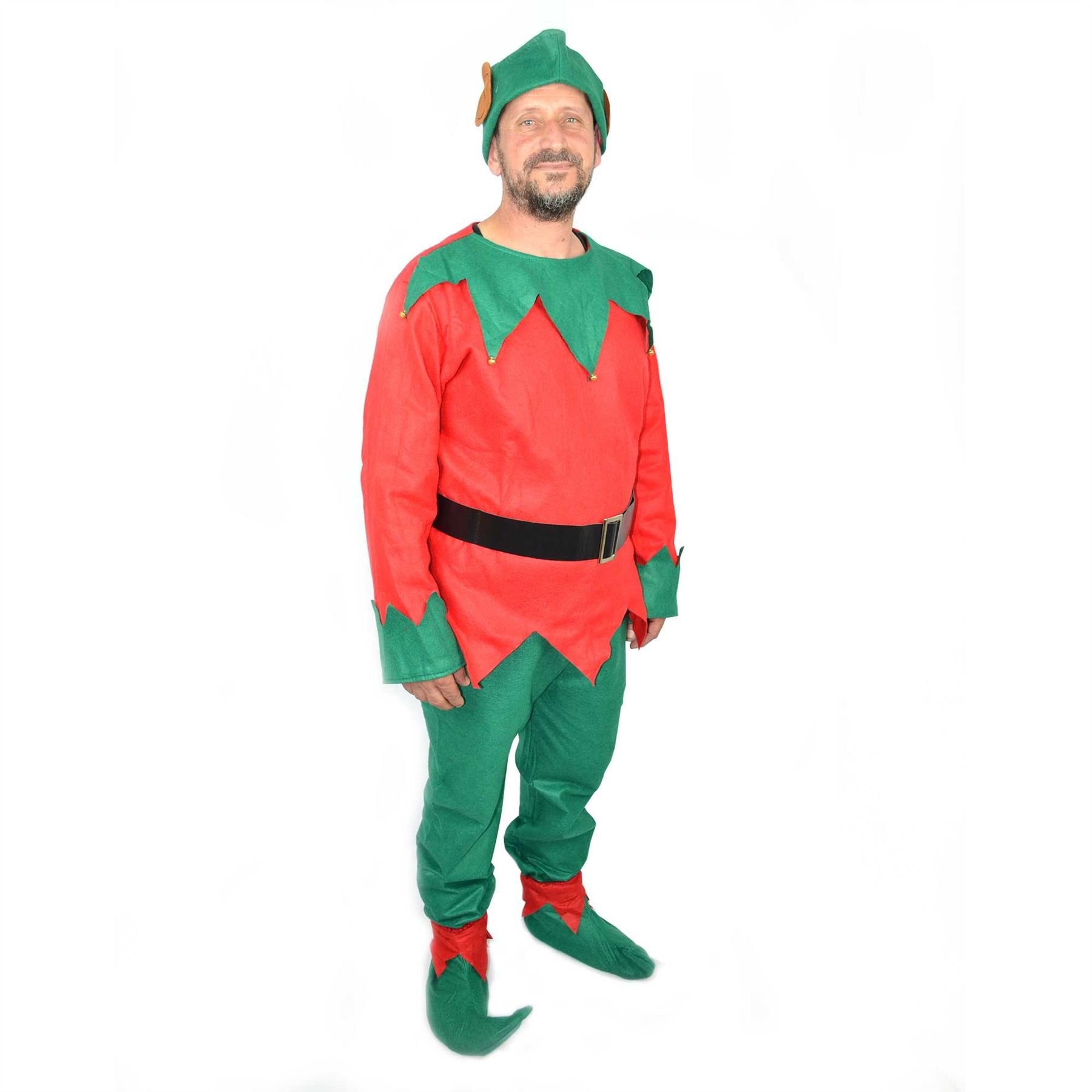 SHATCHI Adult Unisex Christmas Elf Fancy Dress Costume