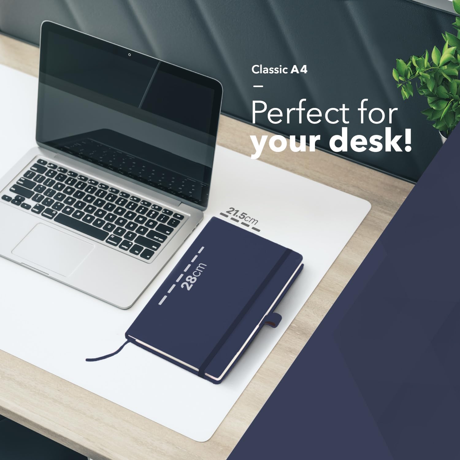 delka A4 Notebook - Vegan Leather Hard Cover | 160 Pages Ruled | Navy 5