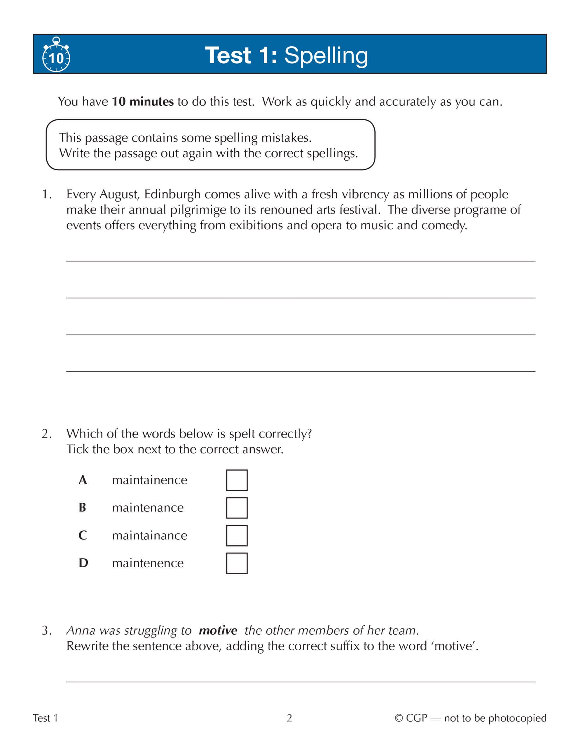 CGP 11+ GL 10-Minute Tests: English SPaG | Ages 10-11 | Includes Online Edition