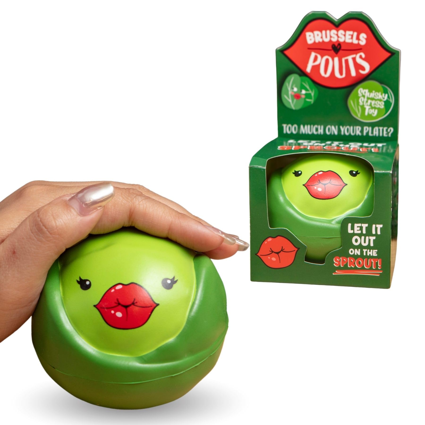 Boxer Gifts Brussels Pouts Squishy Stress Ball - Funny Stress Relief Toy for Adults | Green PU Material