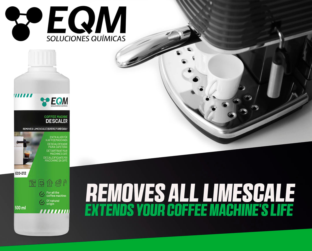 EQM ECO-212 Coffee Machine Descaler - 500 ml - 100% Natural Origin with Citric Acid