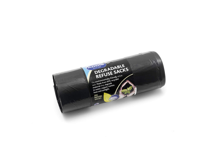 Addis 504870 90L Plastic Refuse Sacks Black - 20 Bags per Roll
