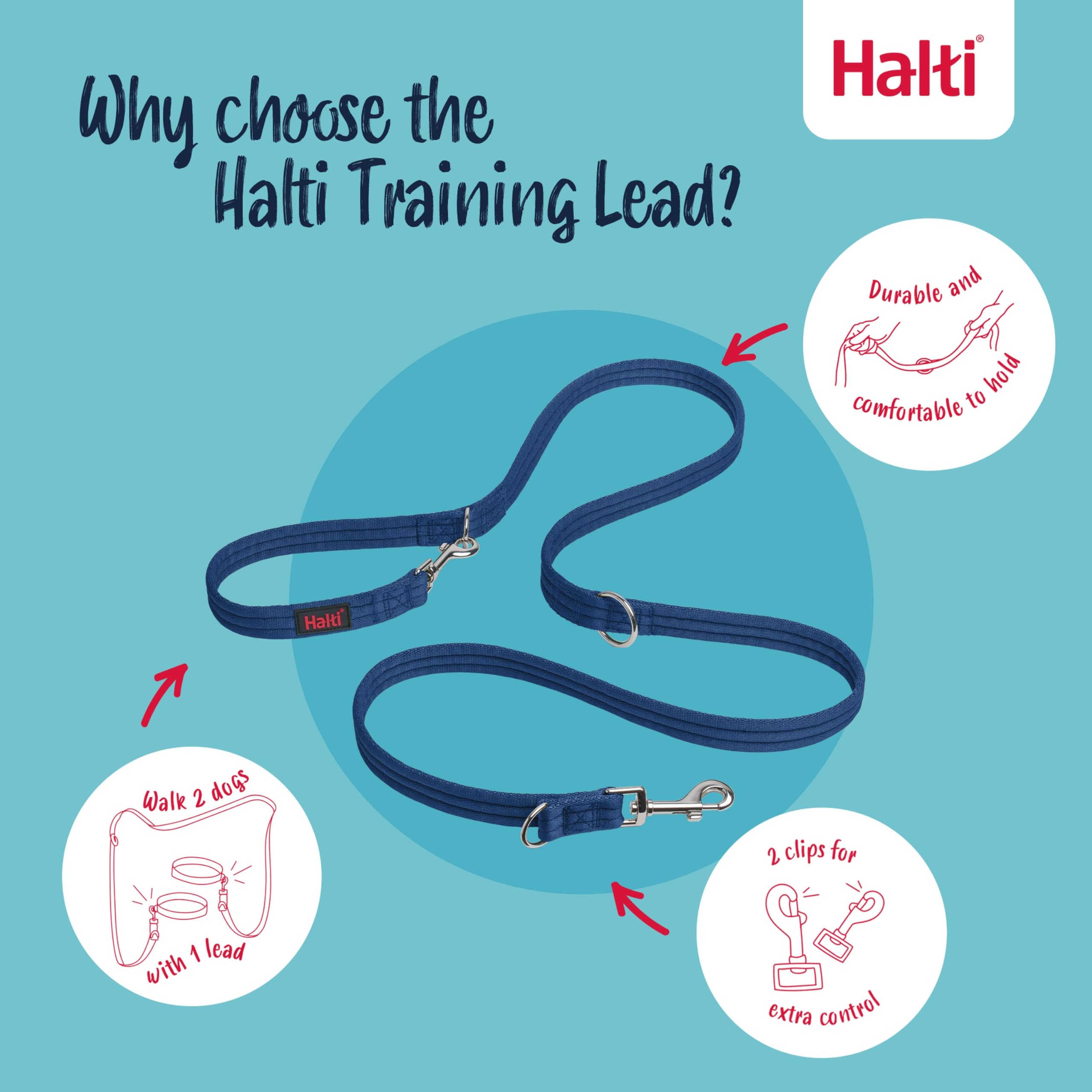 Halti Training Lead - 7 Versatile Uses | Durable Polyester Webbing | Size Large Cobalt Blue 3