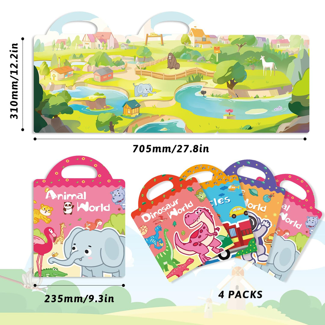 GUYUCOM 4 Pack Reusable Sticker Books for Toddlers - Jelly Texture Educational Playset