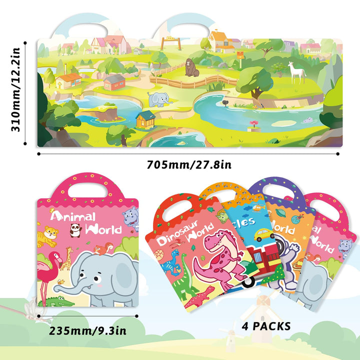 GUYUCOM 4 Pack Reusable Sticker Books for Toddlers - Jelly Texture Educational Playset