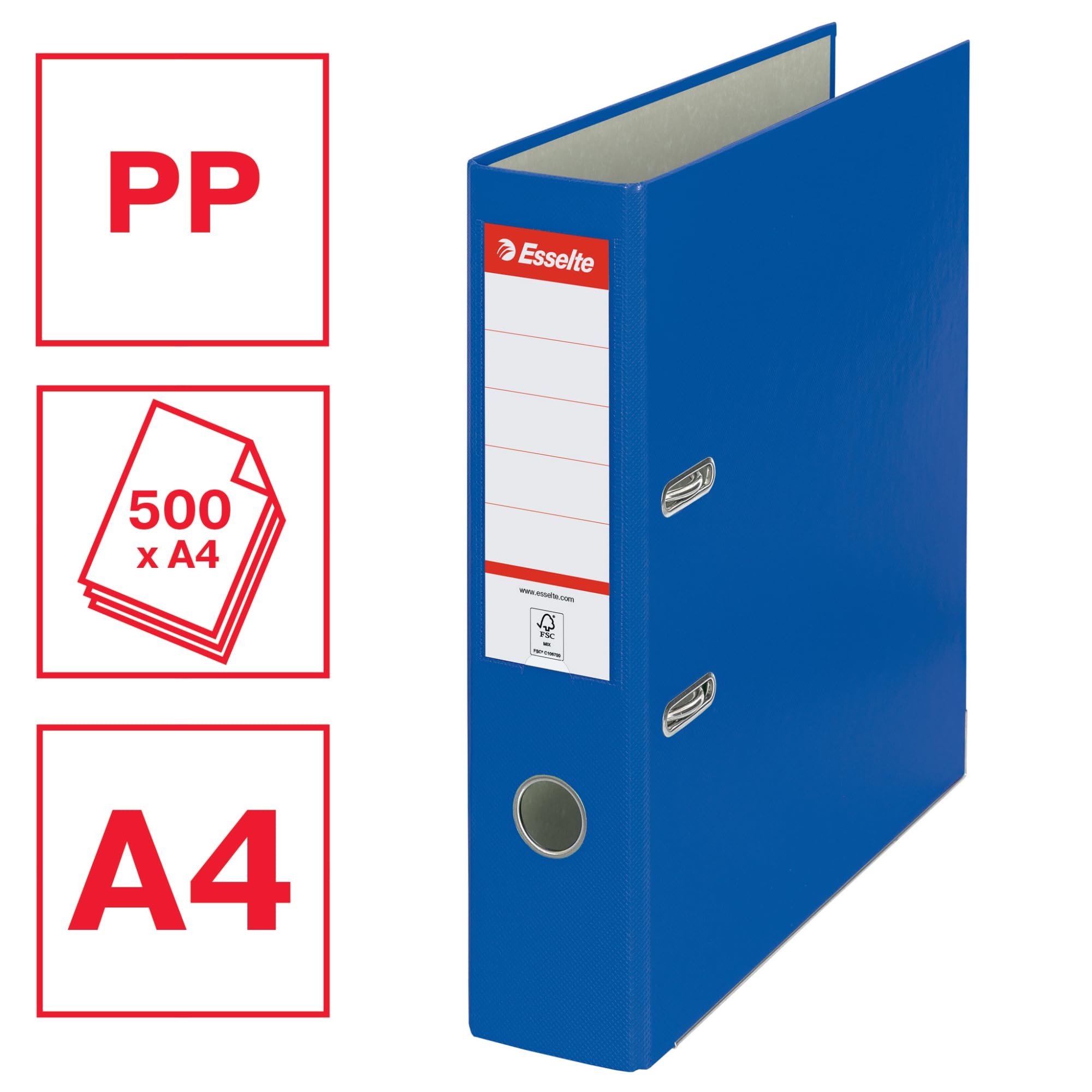Esselte A4 Lever Arch Files, Blue, 3 File Folders, 624291, Dos 75mm 4