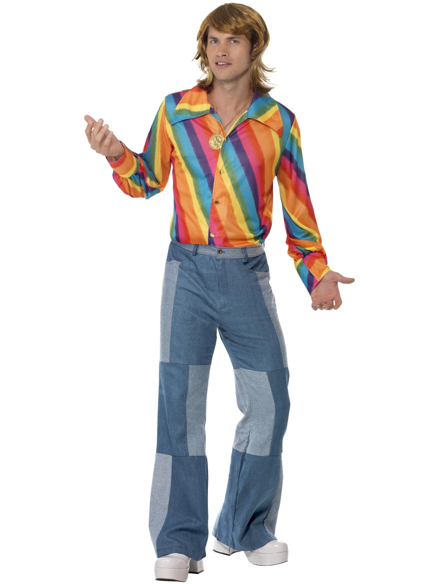 Smiffys 1970s Colour Shirt - Adult Size L (42'-44' Chest) | Polyester | Multi-color 3