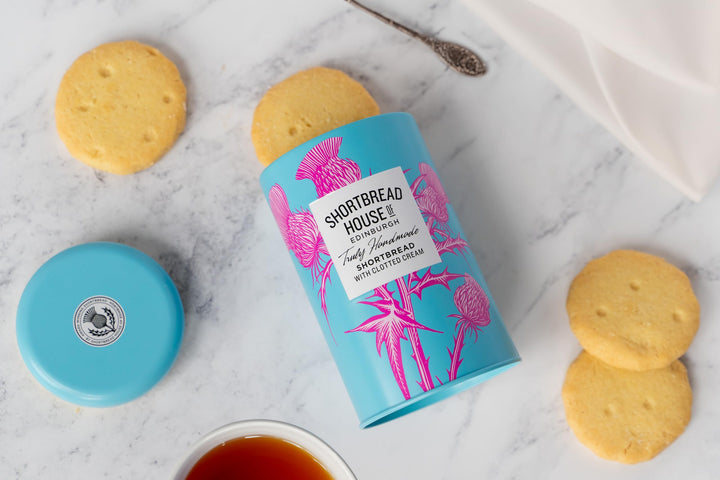 Shortbread House of Edinburgh 140g Tin of Truly Handmade All-Butter Shortbread Biscuits with Clotted Cream