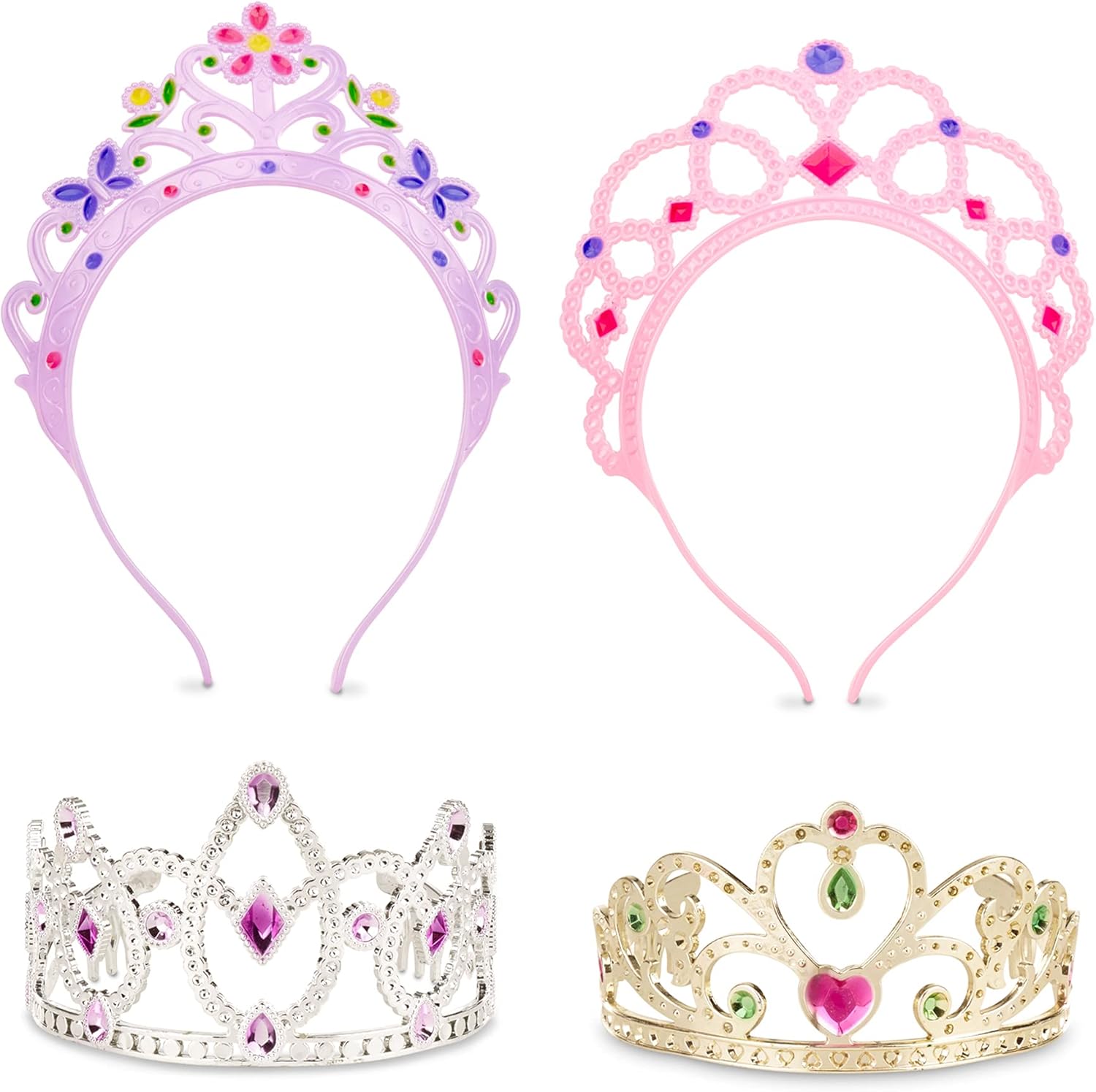 Melissa & Doug Dress-Up Tiaras Role Play Collection - 4-Pack Pretend Play Set for Kids 3-6 1