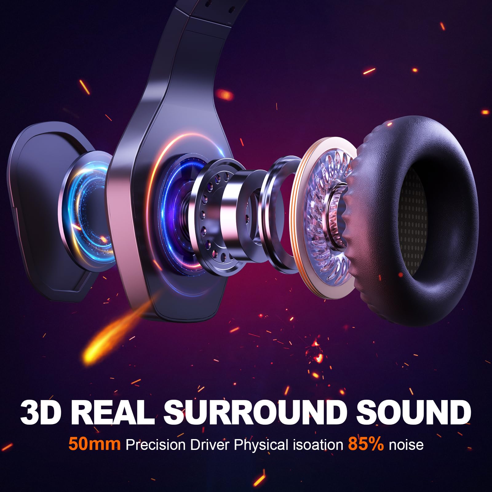 Krysenix PG1 RGB Gaming Headset - Multi-Platform Compatible, Stereo Surround Sound, Noise-Canceling Mic 4