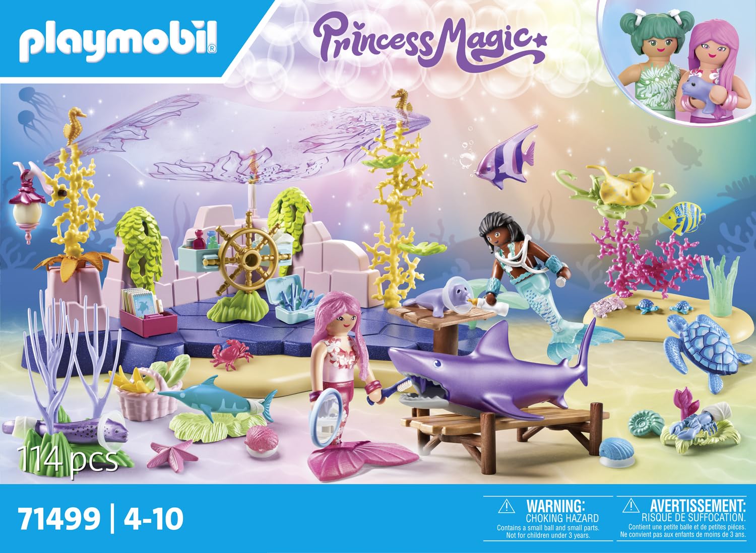 Playmobil Mermaid Sealife Care - Underwater Adventure Playset for Kids 4+ 6