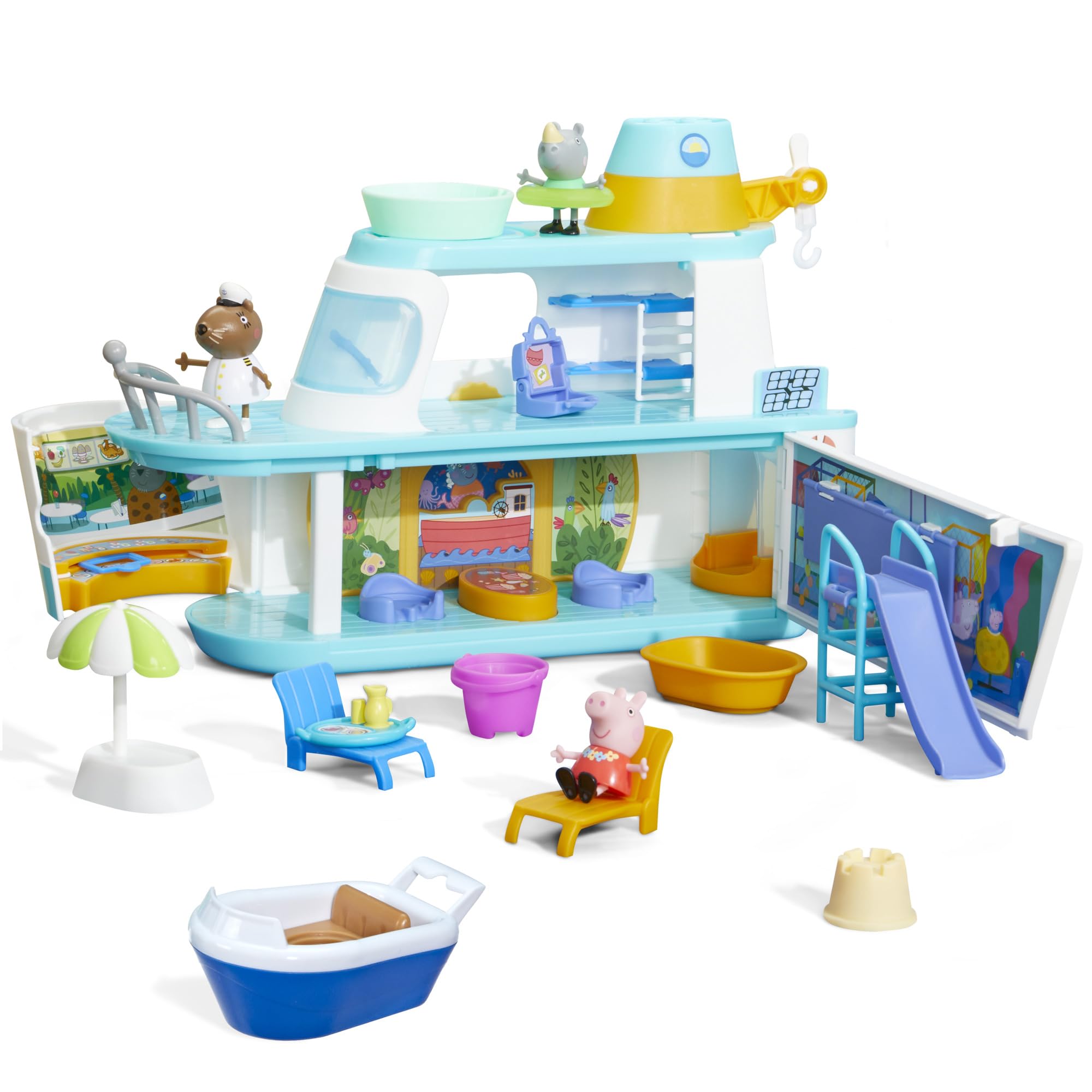 Peppa Pig Cruise Ship Playset - 17-Piece Multilevel Toy with Figures & Accessories for Ages 3+ 1