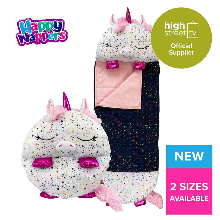 Happy Nappers Kids Sleeping Bag - Shimmer Unicorn - Plush Toy & Comfy Sleep Bag