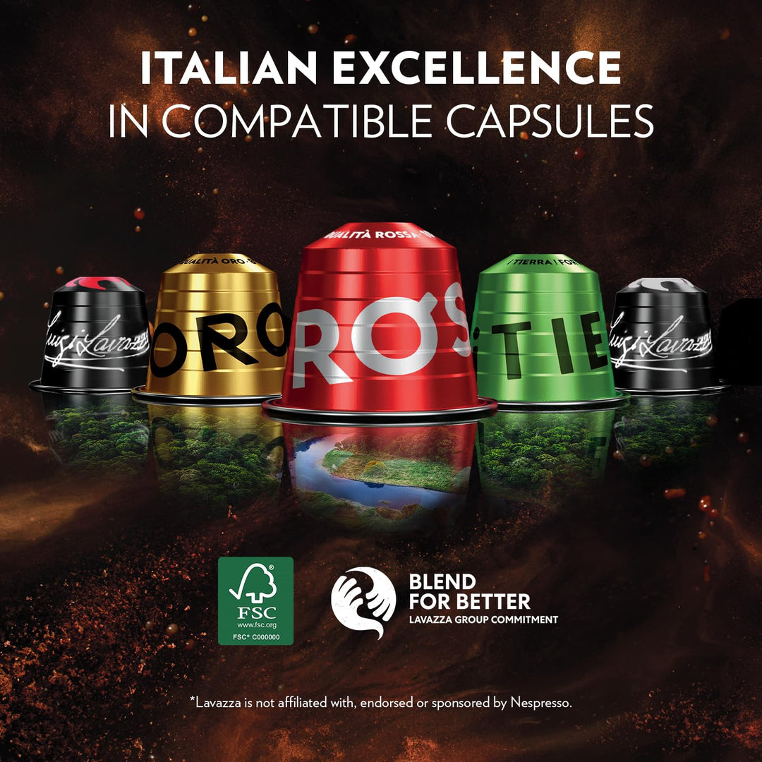 Lavazza Qualità Rossa - 100 Aluminum Coffee Capsules Compatible with Nespresso Original Machines