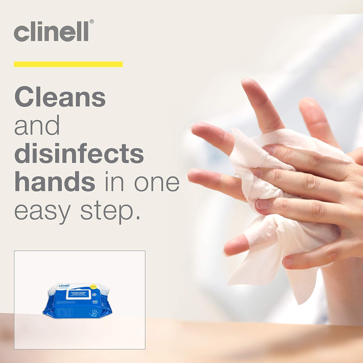 Clinell - Antibacterial Hand Wipe for Hands and Surfaces CAHW200 3