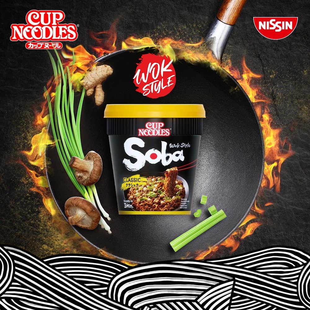 NISSIN Cup Noodles Soba Wok Style Teriyaki Flavoured Instant Noodles, 90 g (Pack of 8) 6