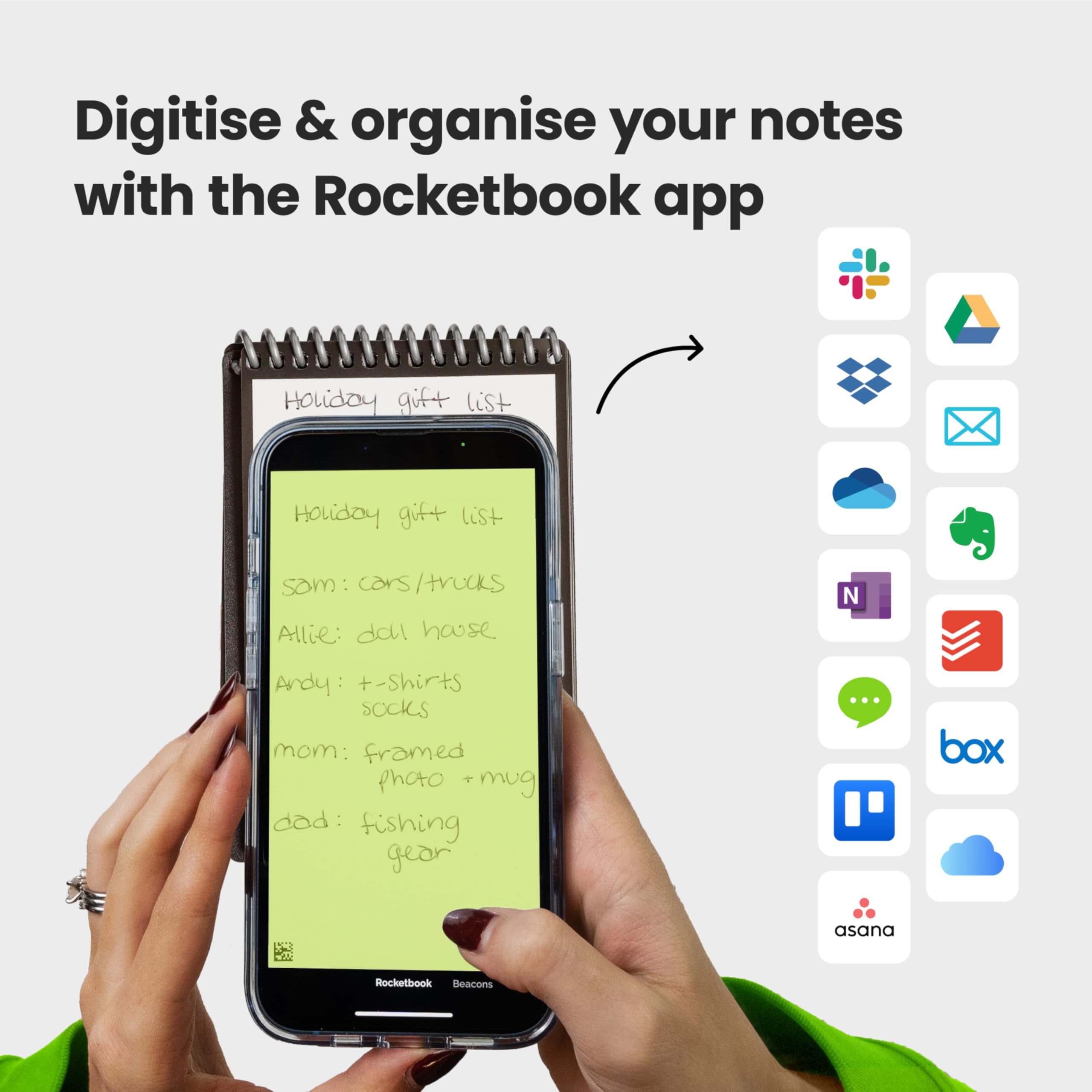 Rocketbook Mini Reusable Smart Notepad - Pocket Size 8.9 x 14 cm | Dot Grid | Black 6