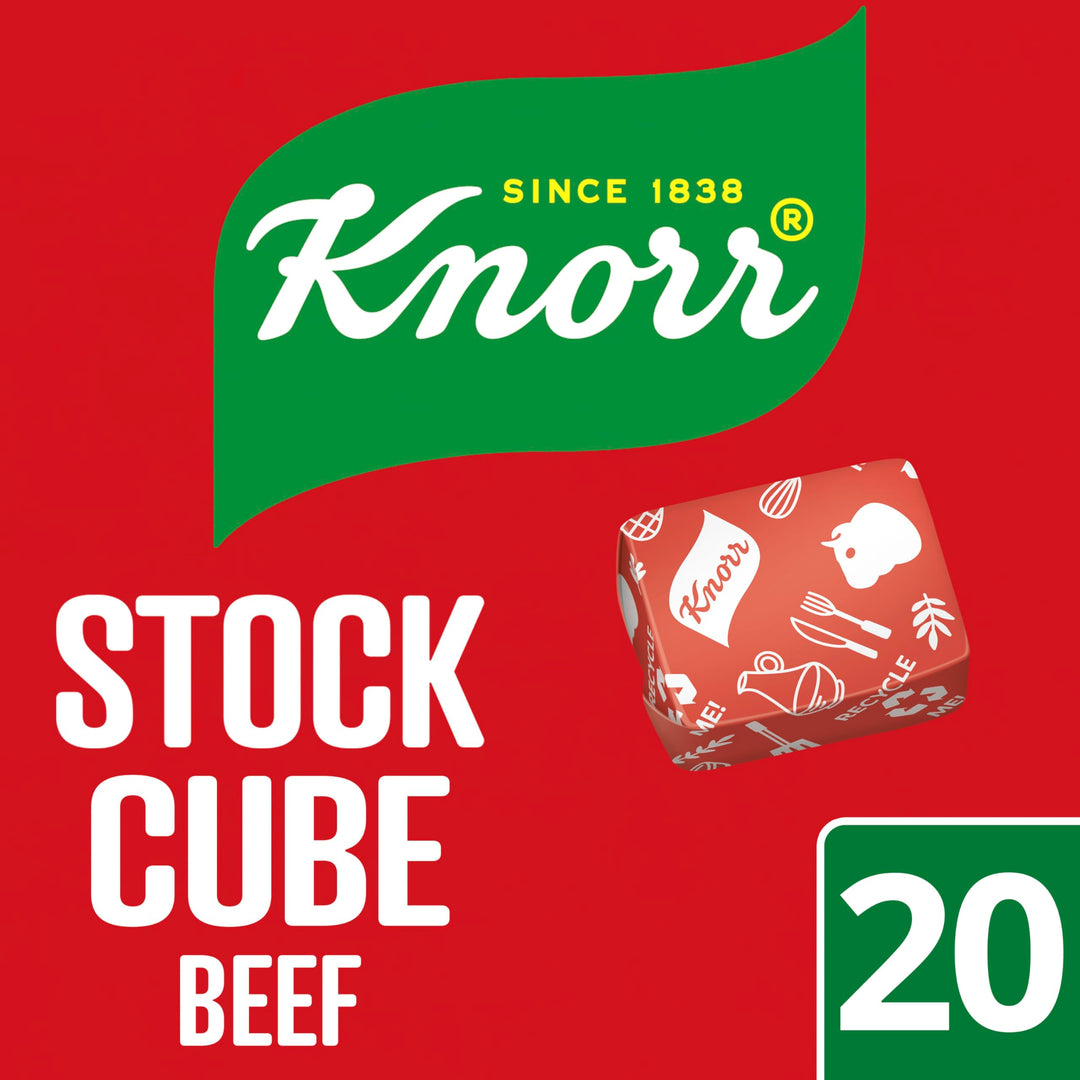 Knorr Beef Stock Cubes Gluten-Free 20 Pack - Rich Beef Flavour for Soups, Stews & Sauces