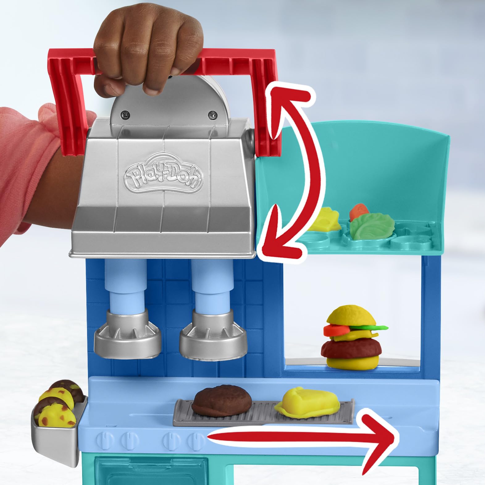 Play-Doh Kitchen Creations Busy Chef's Restaurant Playset - 2-Sided Pretend Play Kitchen for Ages 3+ 6