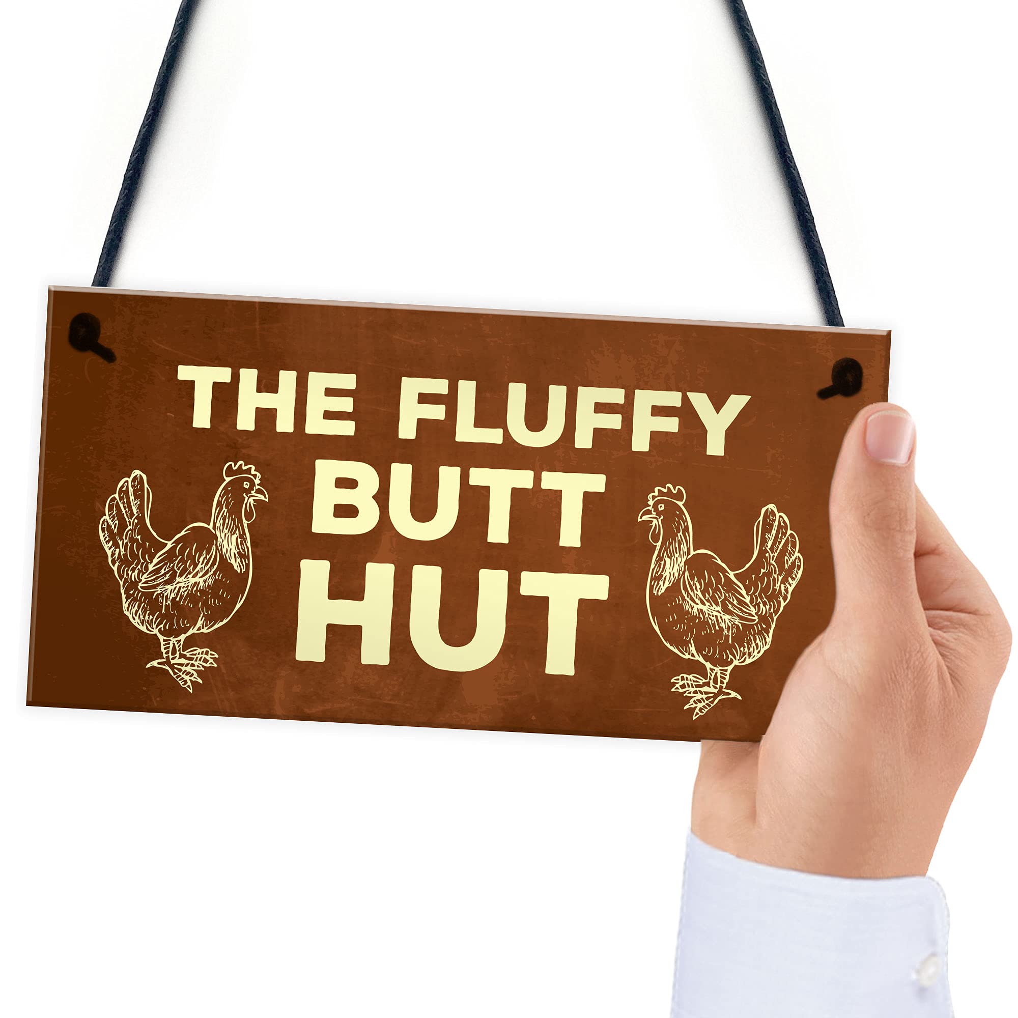 RED OCEAN Funny Chicken Coop Sign - Red PVC Plaque | 200x100mm | Made in England
