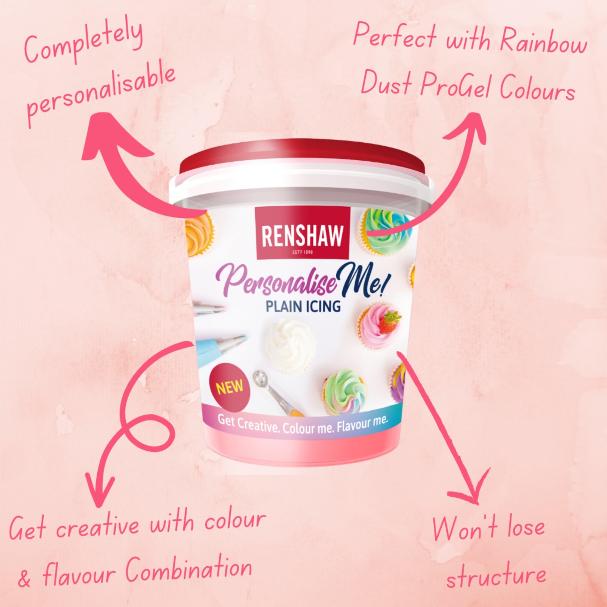 Renshaw Vegan Buttercream Style Soft Icing - Unflavoured | 400g Tub
