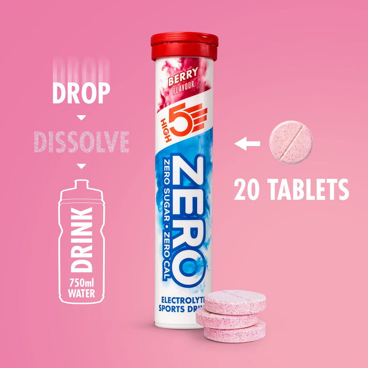 HIGH5 ZERO Electrolyte Hydration Tablets with Vitamin C | Sugar Free Performance Boost | Berry Flavor (H5-ZBER)