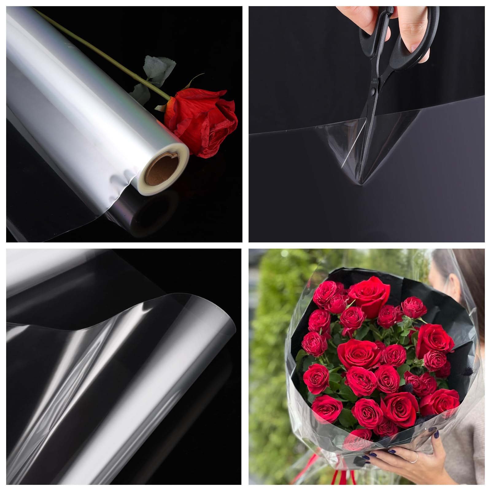 ASelected Clear Cellophane Wrap Roll - Large 30cm x 30m Size | Transparent Plastic for Gifting 5