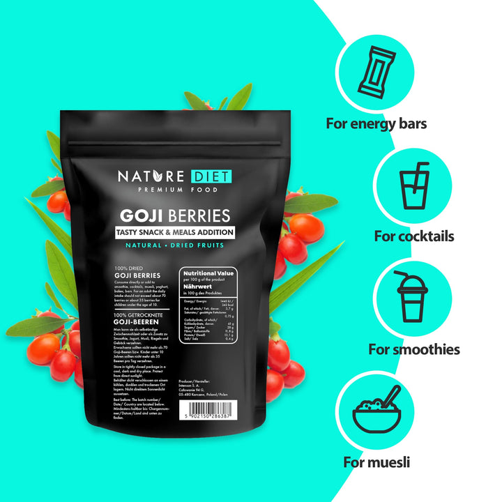 Nature Diet - Goji Berries 1000 g | Dried Berries | Healthy Snack
