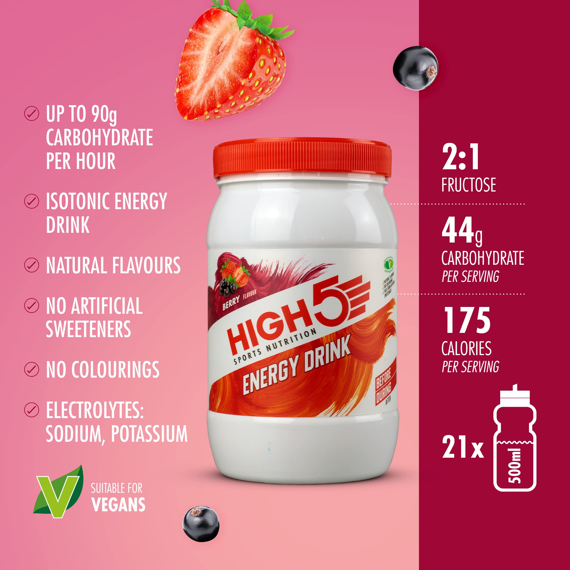 HIGH5 Energy Hydration Drink Mix - Dual Source Carbs & Electrolytes | 1 kg Summer Fruits Powder