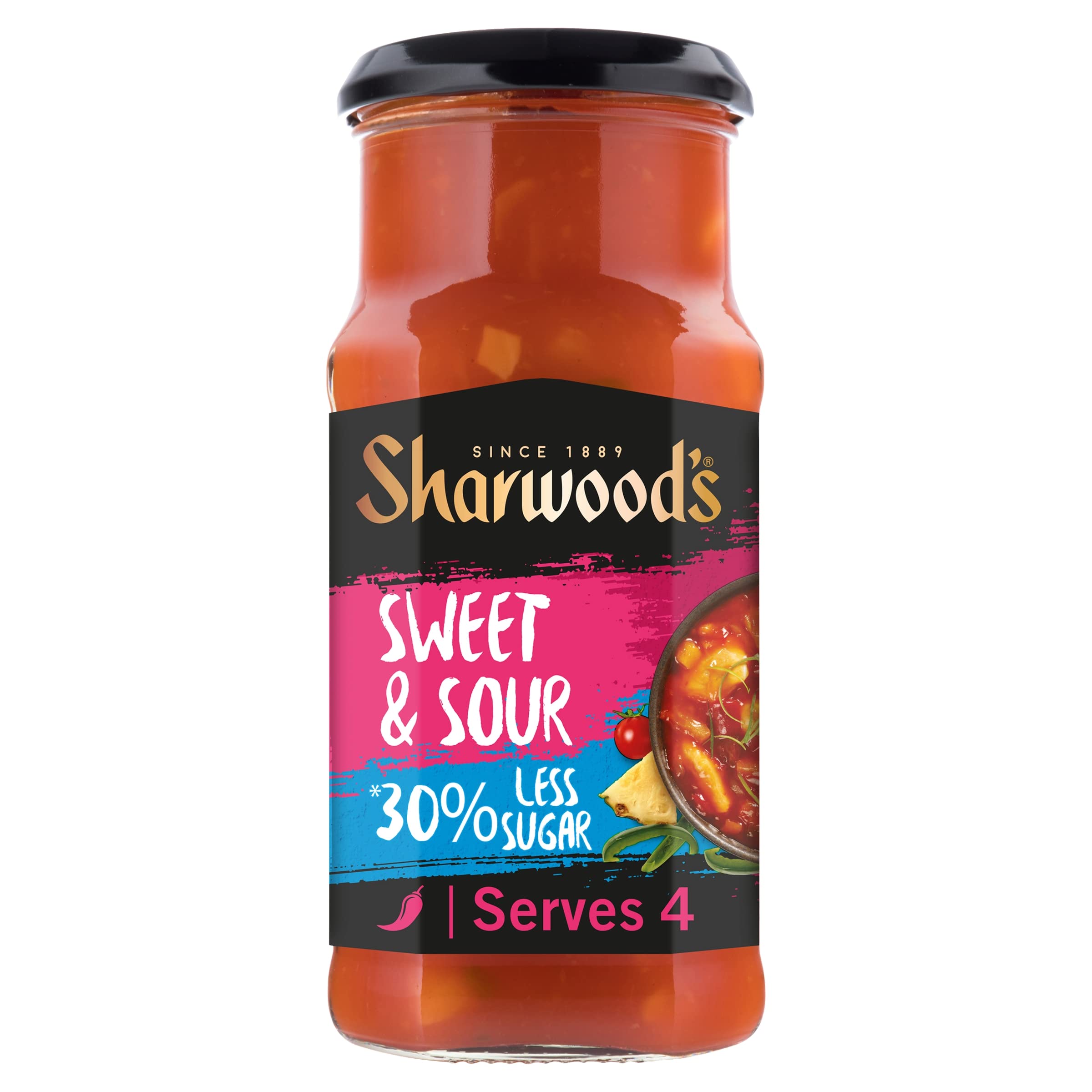 Sharwood's Sweet & Sour Sauce - 30% Reduced Sugar, Tangy Pineapple Flavor | 425g Jar 2