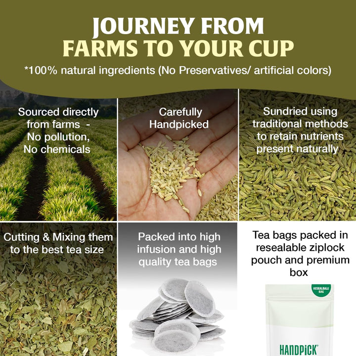 HANDPICK Fennel Tea (100 Eco Conscious Tea Bags) - Caffeine & Gluten Free