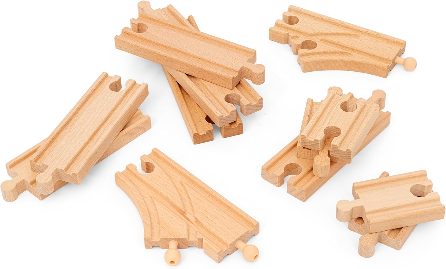 BRIO World Starter Wooden Railway Train Track Pack - 12-Piece Expansion Set for Kids 6