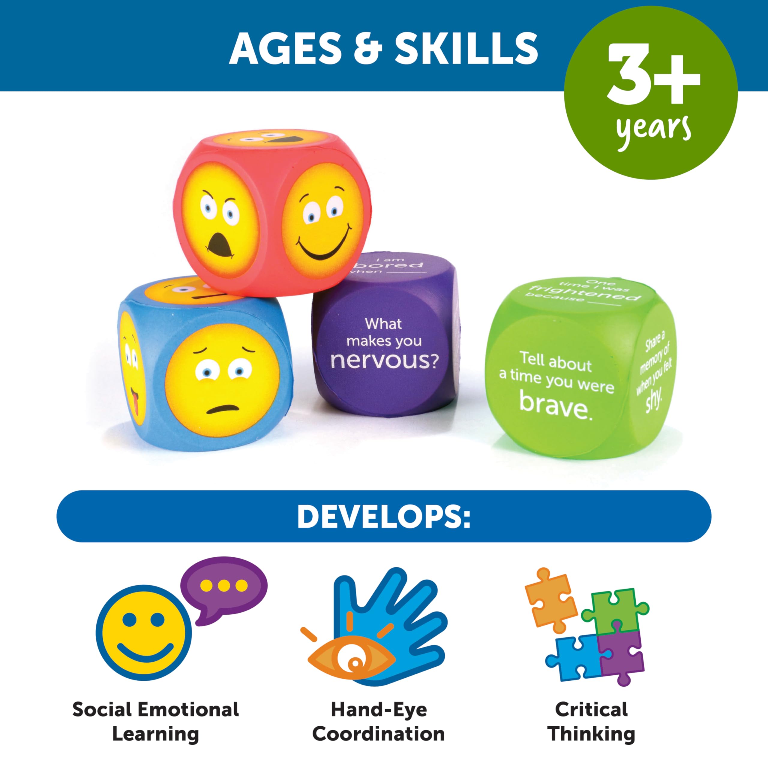 Learning Resources Soft Foam Emoji Cubes - Ages 3+ | Set of 4 | Emotional Learning 5