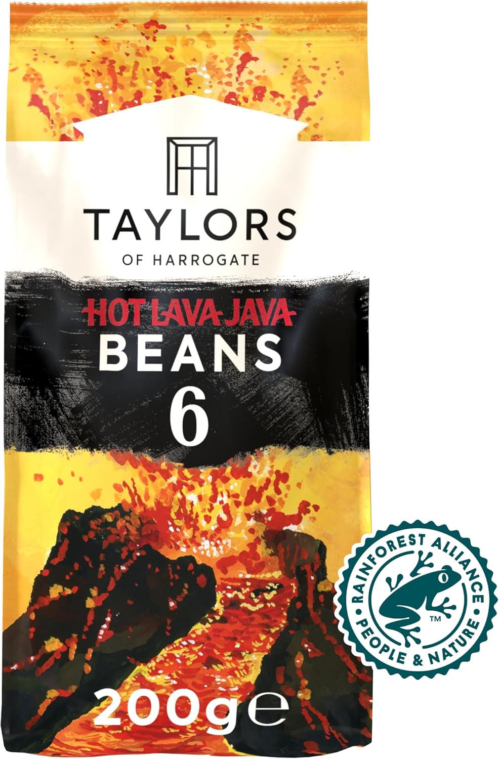 Taylors of Harrogate Hot Lava Java Coffee Beans 200g (Pack of 6) - Total 1.2kg
