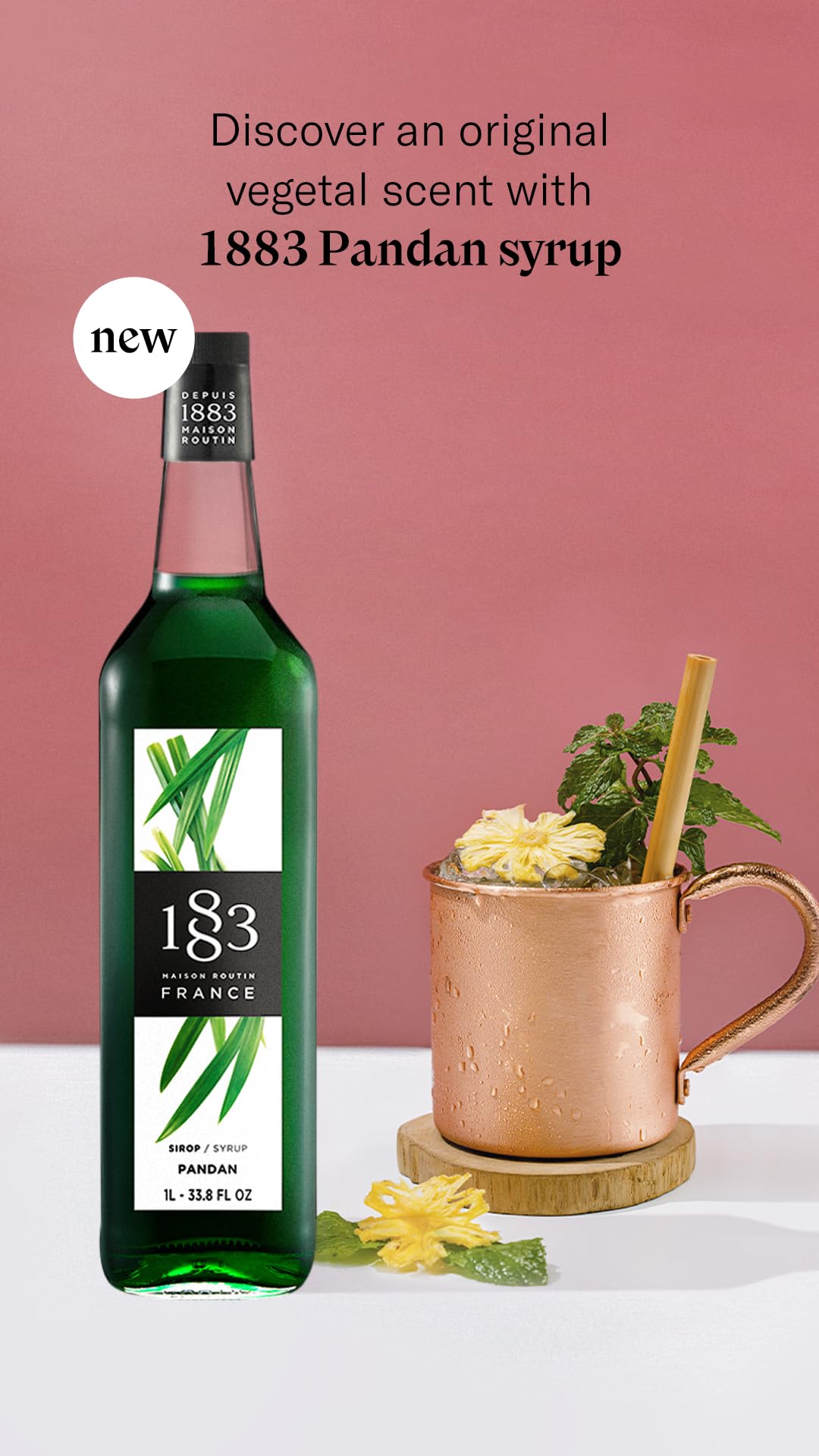 1883 MAISON ROUTIN Pandan Syrup - Aromatic Flavor for Lattes, Cocktails & Desserts | 1 L 4