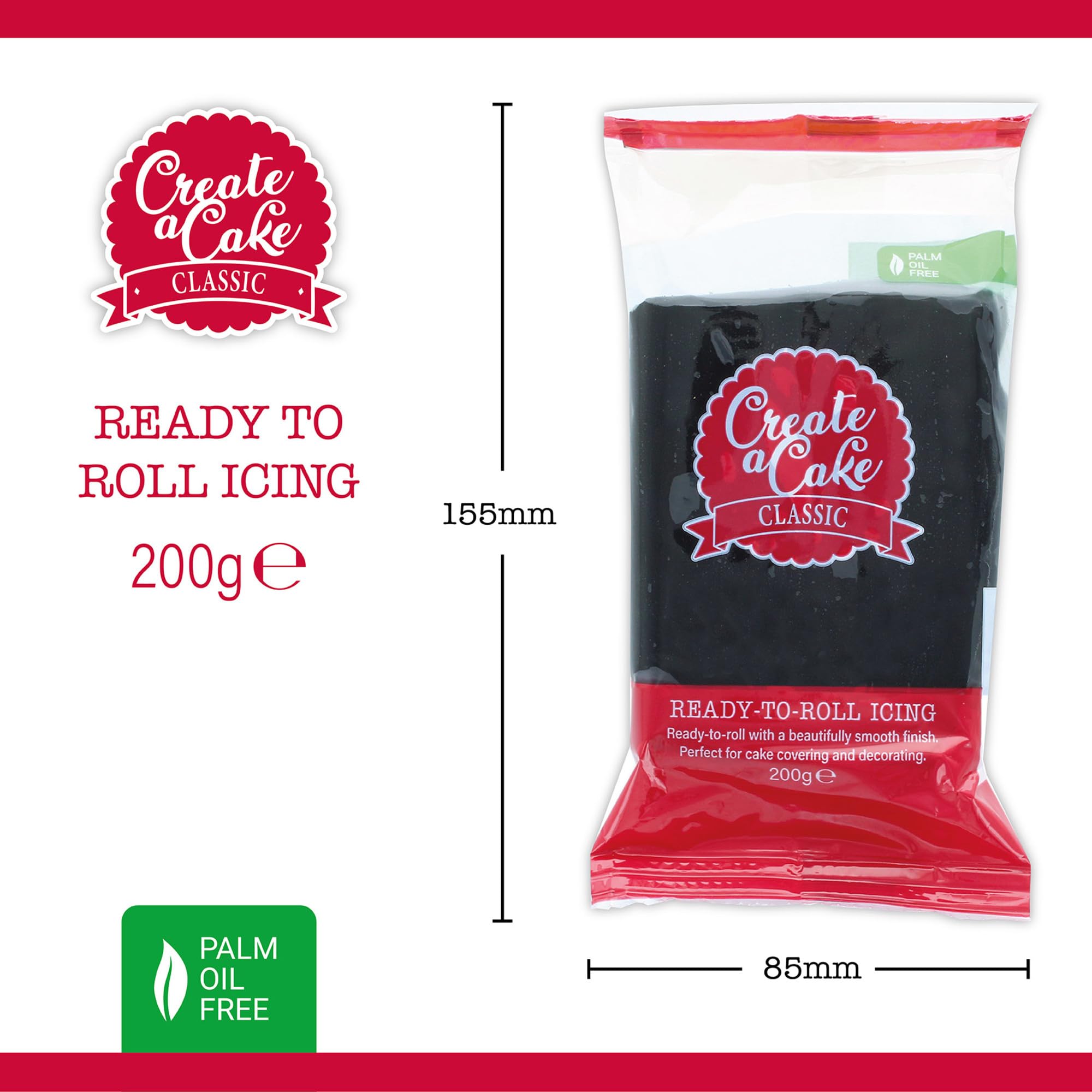Create A Cake Ready To Roll Icing - Black Fondant Sugar Paste | Palm Free | 200g 3