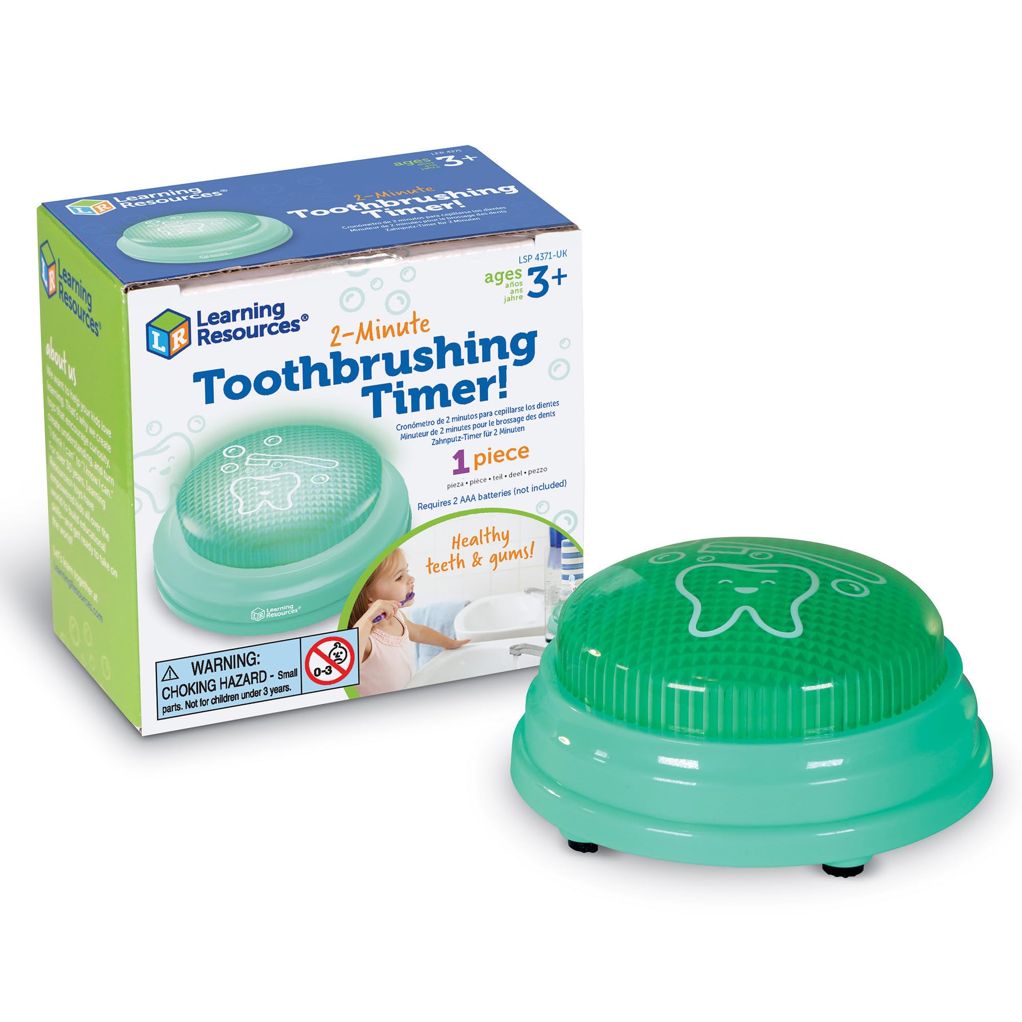 Learning Resources 2-Minute Toothbrushing Timer - Kids’ Dental Timer with Light & Sound for Ages 3+ 1