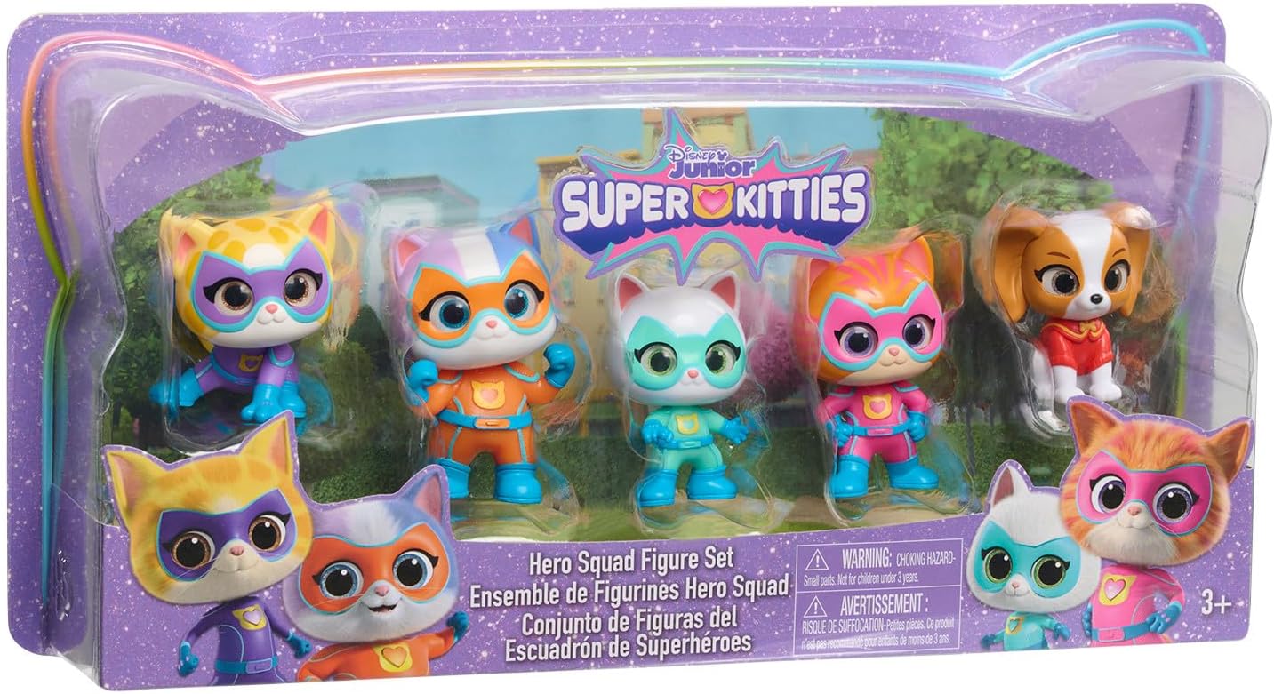Disney Junior SuperKitties Hero Squad Figure Set - 5-Piece Action Figure Playset for Ages 3+ 2