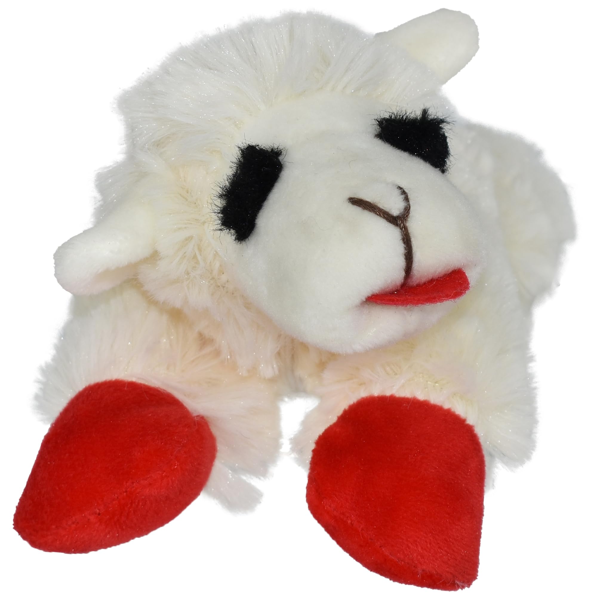 Multipet Lambchop Mini Plush Squeaky Dog Toy - 7 Inches, White, Made In America 4