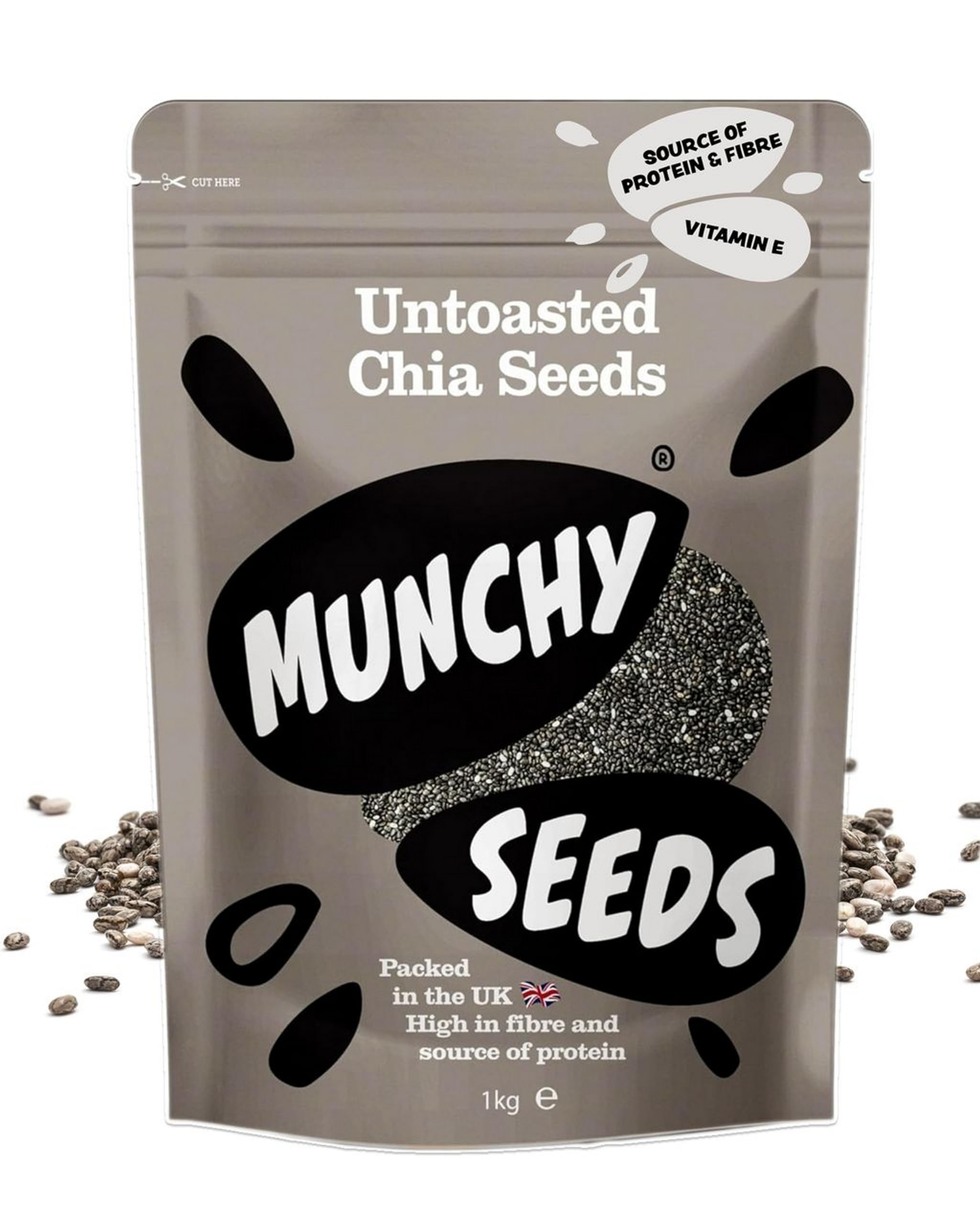 Munchy Seeds Raw Chia Seeds - 1kg Bag | High Protein | Gluten Free | Vegan