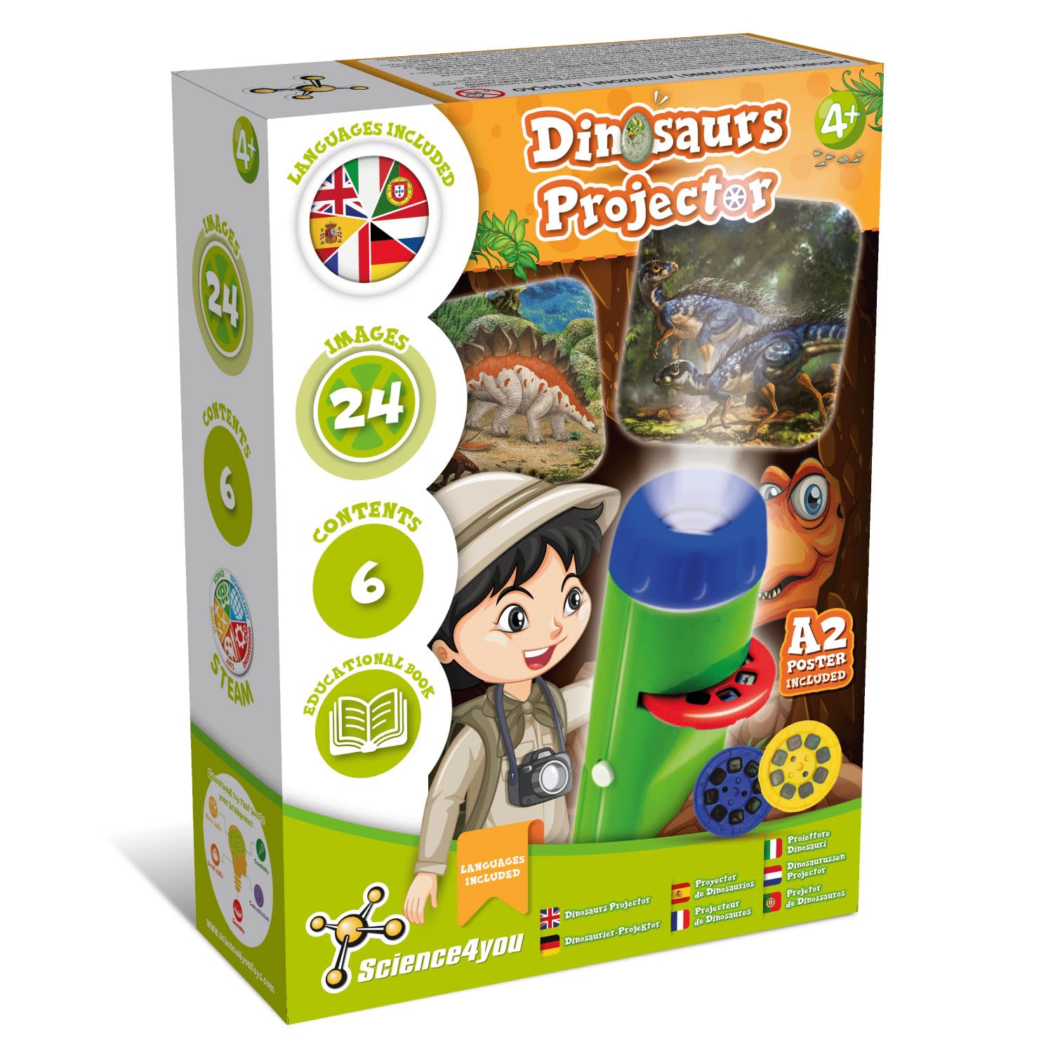 Science4you Dinosaur Torch Projector - Educational Dinosaur Toys for Kids 4+ Years 1